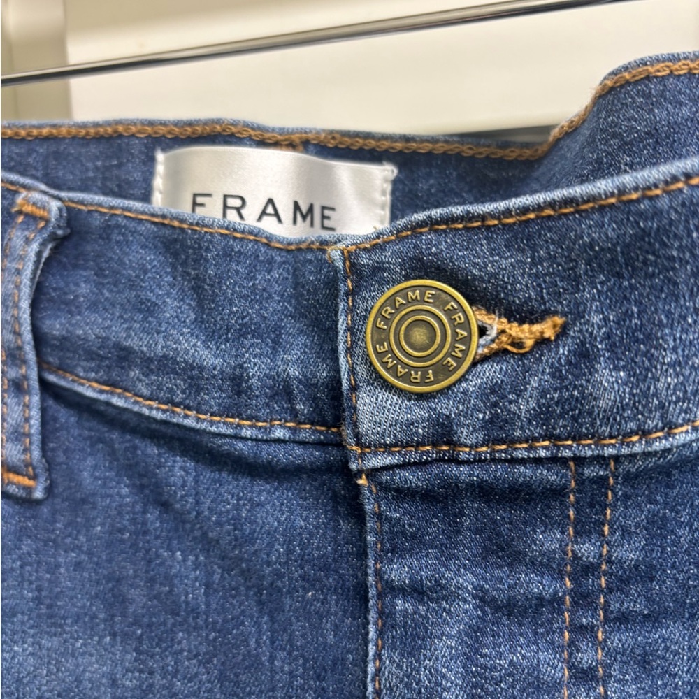 Frame Le Easy High Waist Raw Hem flare Jeans women’s size 30 Aspire Raw After - Picture 5 of 7